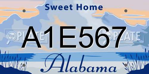 A1E567 Alabama License Plate