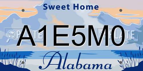 A1E5M0 Alabama License Plate