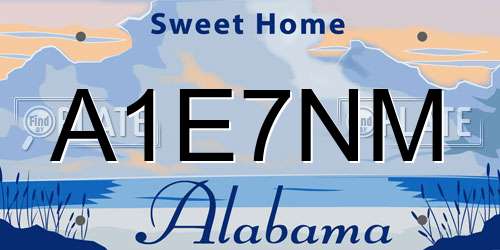 A1E7NM Alabama License Plate
