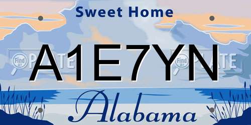 A1E7YN Alabama License Plate