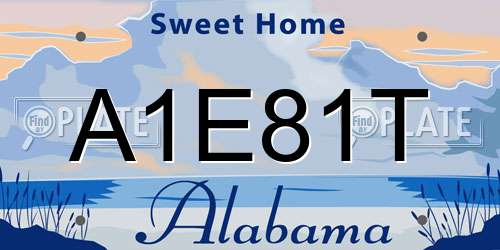 A1E81T Alabama License Plate
