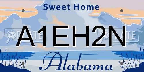 A1EH2N Alabama License Plate