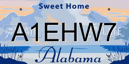 A1EHW7 Alabama License Plate
