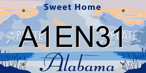 A1EN31 Alabama License Plate