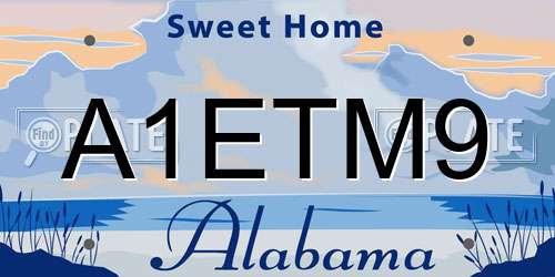 A1ETM9 Alabama License Plate