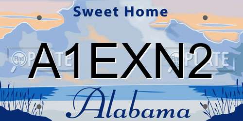 A1EXN2 Alabama License Plate