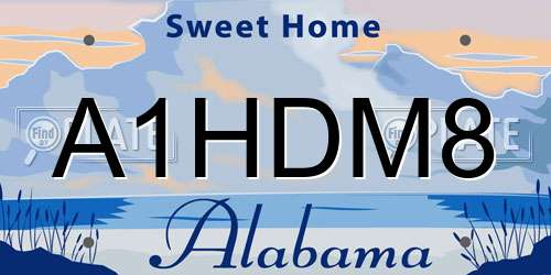 A1HDM8 Alabama License Plate