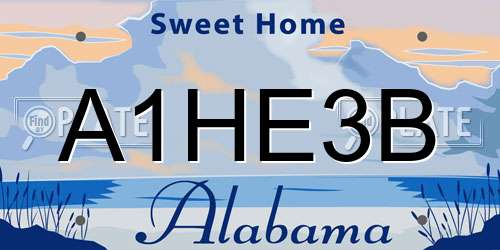 A1HE3B Alabama License Plate