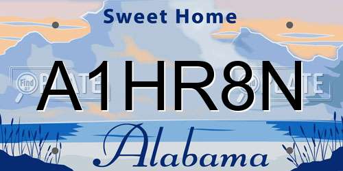 A1HR8N Alabama License Plate