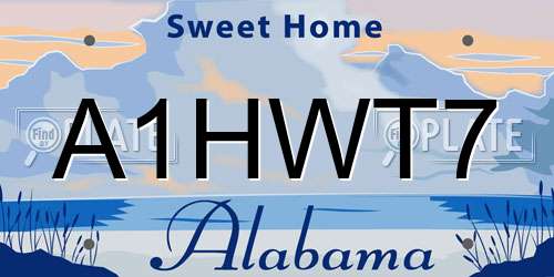 A1HWT7 Alabama License Plate