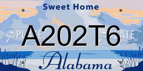 A202T6 Alabama License Plate