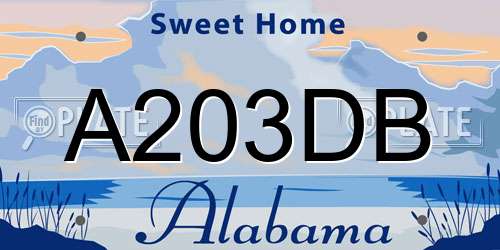 A203DB Alabama License Plate