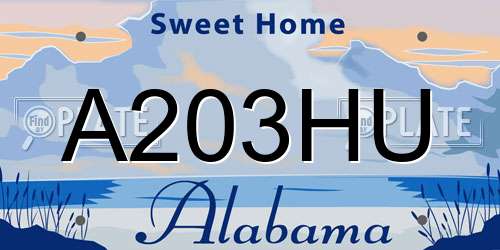 A203HU Alabama License Plate