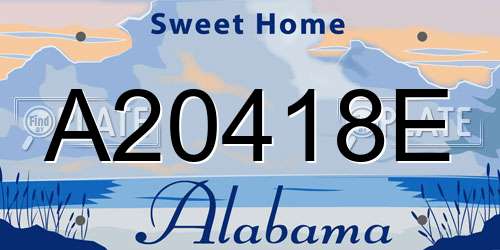 A20418E Alabama License Plate