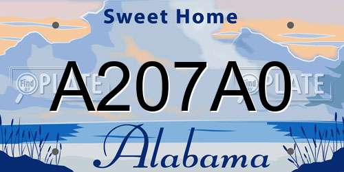 A207A0 Alabama License Plate