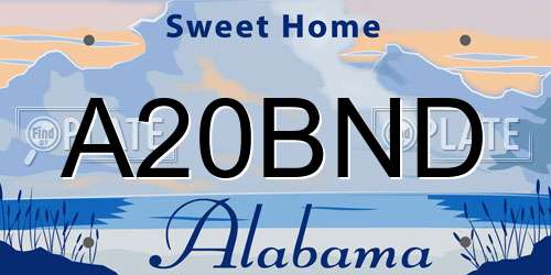 A20BND Alabama License Plate
