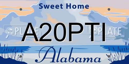 A20PTI Alabama License Plate