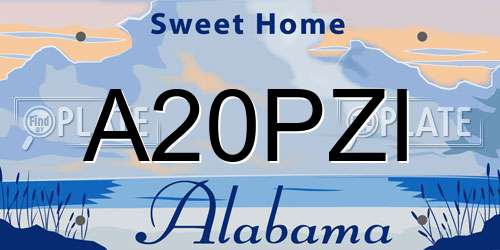 A20PZI Alabama License Plate