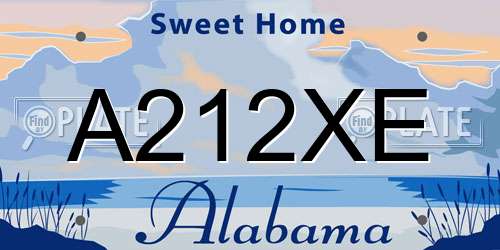 A212XE Alabama License Plate