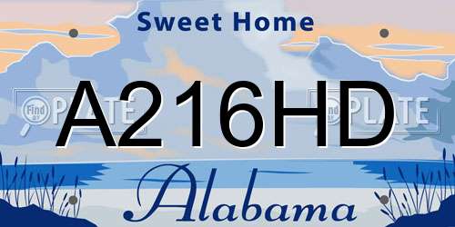 A216HD Alabama License Plate