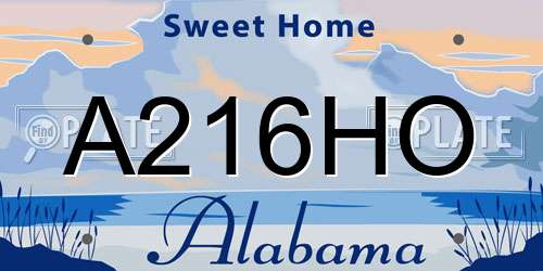 A216HO Alabama License Plate