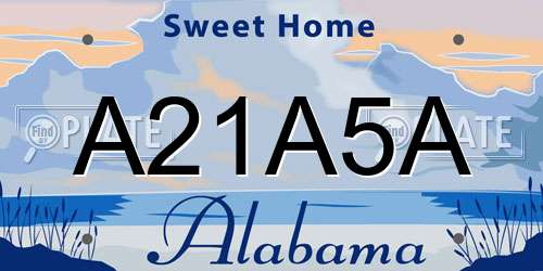 A21A5A Alabama License Plate
