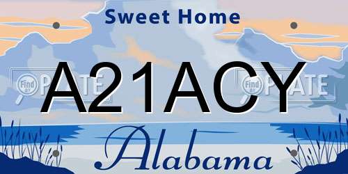 A21ACY Alabama License Plate