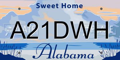 A21DWH Alabama License Plate