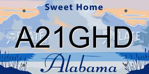 A21GHD Alabama License Plate