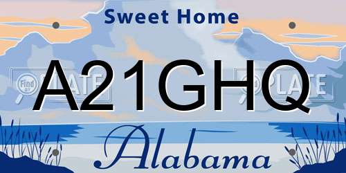 A21GHQ Alabama License Plate