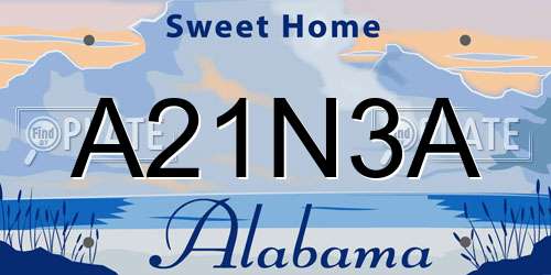 A21N3A Alabama License Plate