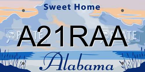 A21RAA Alabama License Plate