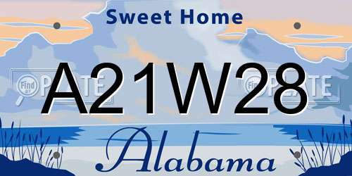 A21W28 Alabama License Plate