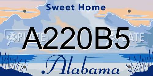 A220B5 Alabama License Plate