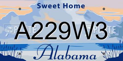 A229W3 Alabama License Plate