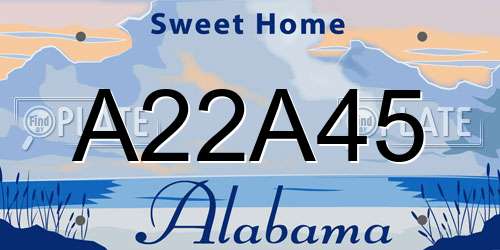 A22A45 Alabama License Plate