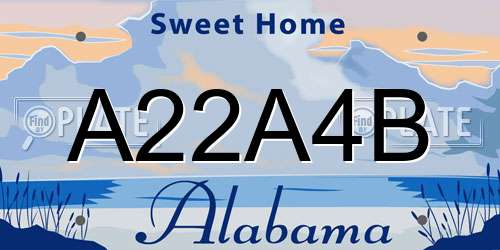 A22A4B Alabama License Plate