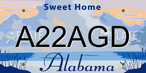 A22AGD Alabama License Plate