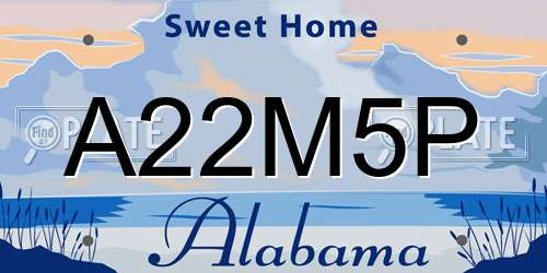 A22M5P Alabama License Plate