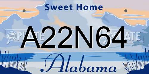 A22N64 Alabama License Plate