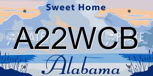 A22WCB Alabama License Plate
