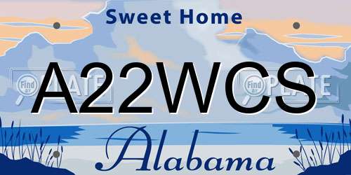 A22WCS Alabama License Plate