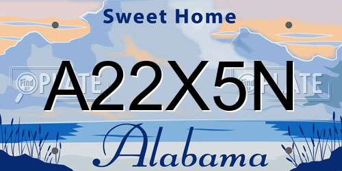 A22X5N Alabama License Plate
