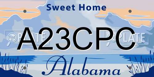 A23CPC Alabama License Plate