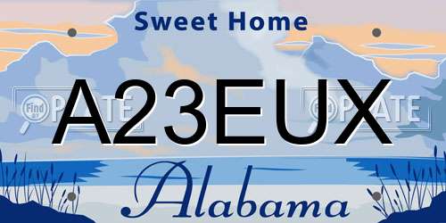 A23EUX Alabama License Plate