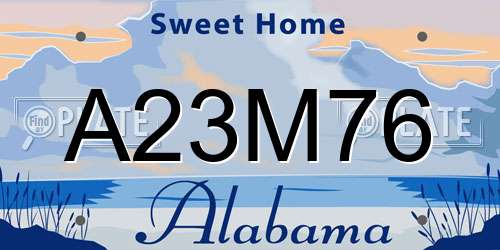 A23M76 Alabama License Plate