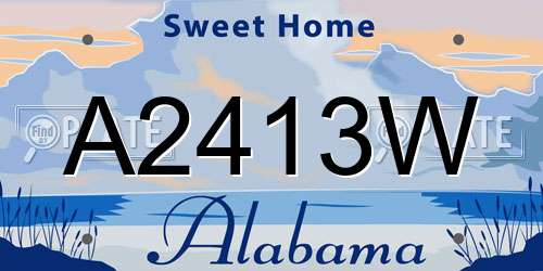 A2413W Alabama License Plate