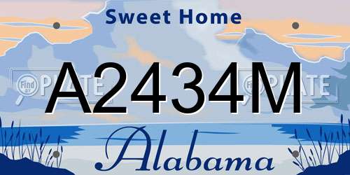 A2434M Alabama License Plate