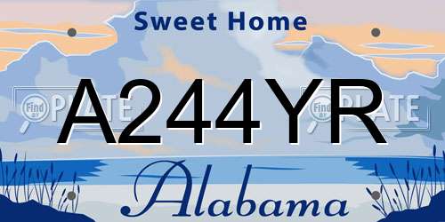 A244YR Alabama License Plate