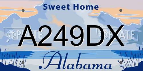 A249DX Alabama License Plate